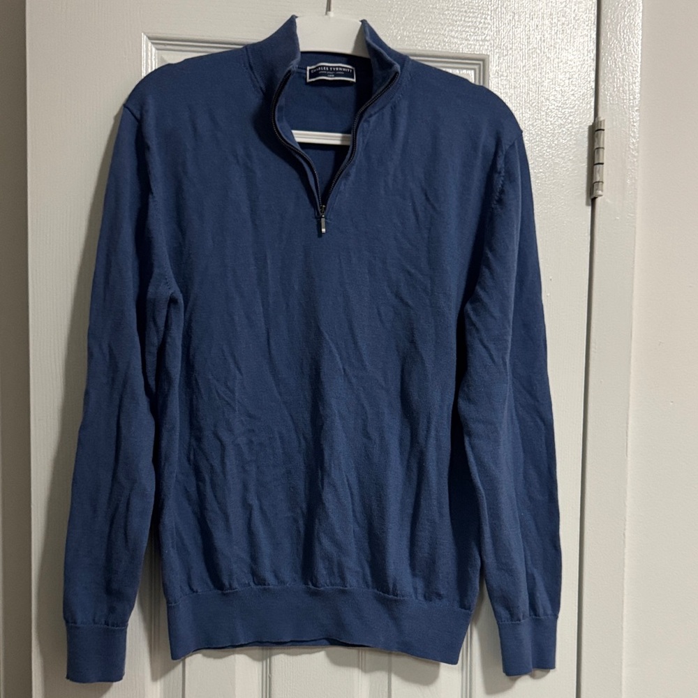 Charles Tyrwhitt Navy Zip-Up Sweater Large 20” pit to pit 27” long